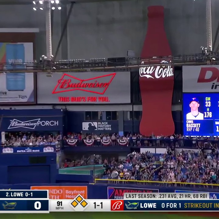 THAT. BABY. IS. GONE. B-Lowe with a grand slam in the third! #RaysUp