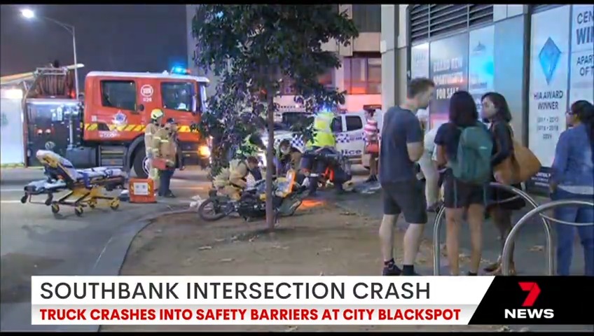 A large truck has destroyed a safety barrier at a notorious city intersection, just months after the government installed safety barriers. Jordy Wright #7NEWS