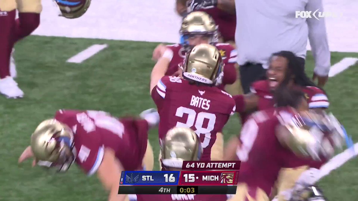 64 YARDS FOR THE WIN 😱 JAKE BATES WITH A BOOT FOR @USFLPANTHERS
