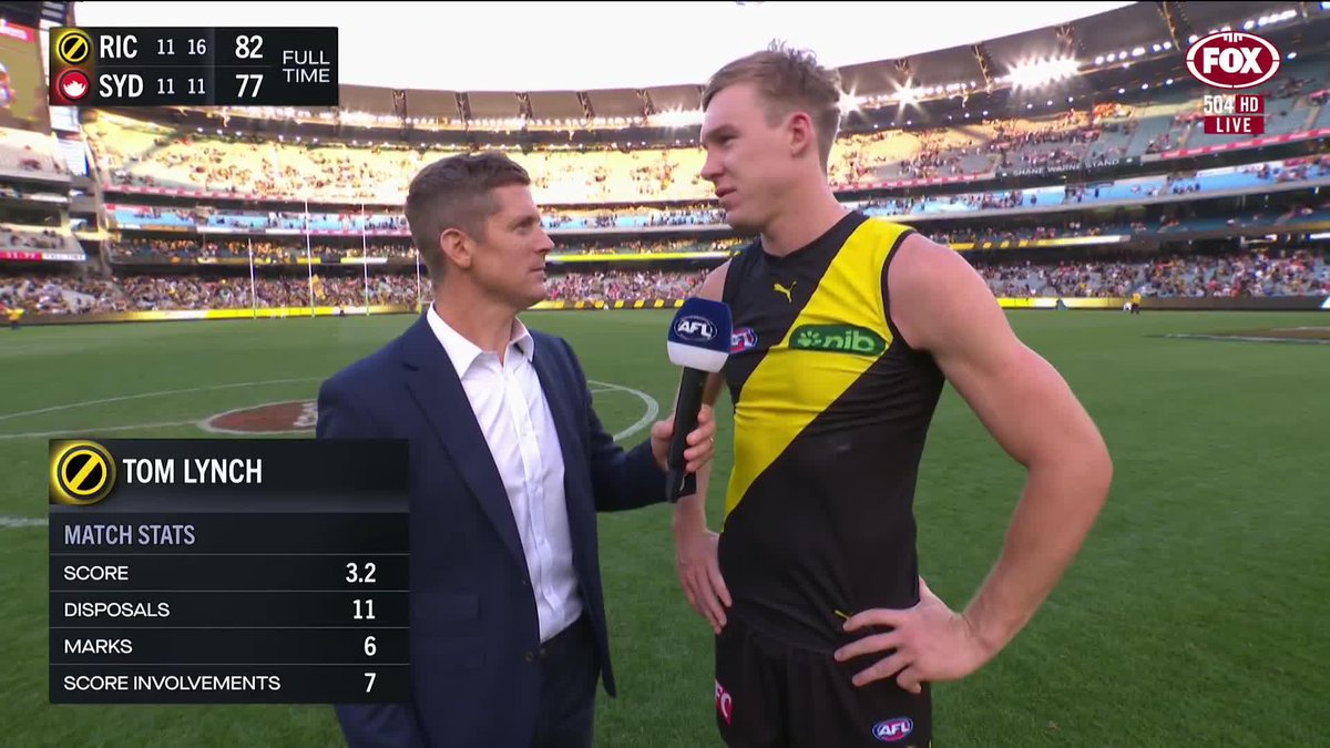 Lynch provides an update on his injury post-match. 📺 Watch #AFLTigersSwans LIVE on ch. 504 or stream on Kayo: ✍️ BLOG 🔢 MATCH CENTRE