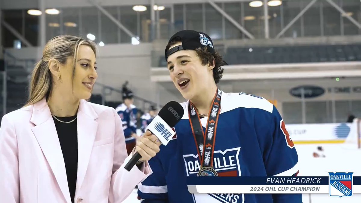 "It's the most fun I've ever had in a tournament, my most enjoyable experience playing hockey." Oakville Rangers forward Evan Headrick takes in the #OHLCup Championship feeling following Saturday's win 🎥