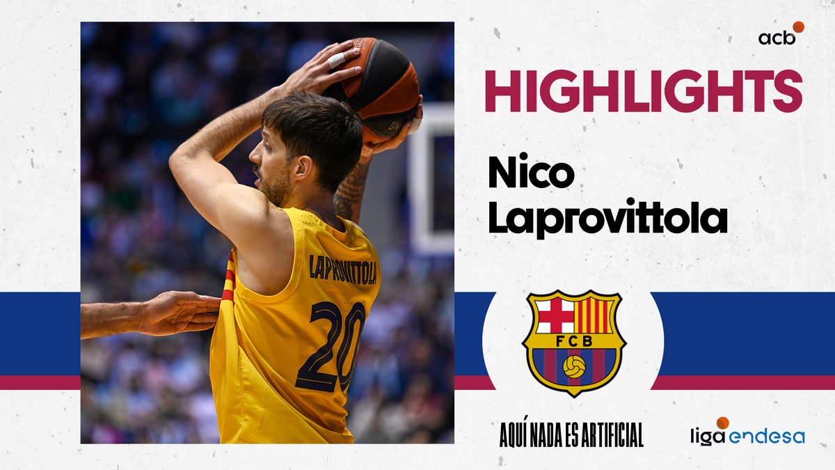 🪄 𝙈𝙖𝙜𝙞𝙖 y 🧨 𝙙𝙞𝙣𝙖𝙢𝙞𝙩𝙖, los ingredientes de NICO LAPROVITTOLA para liderar y conseguir la victoria para el Barça Basket: 2⃣1⃣ puntos 1⃣8⃣ valoración #LigaEndesa | Nicolas Laprovittola #ListosParaRomperla