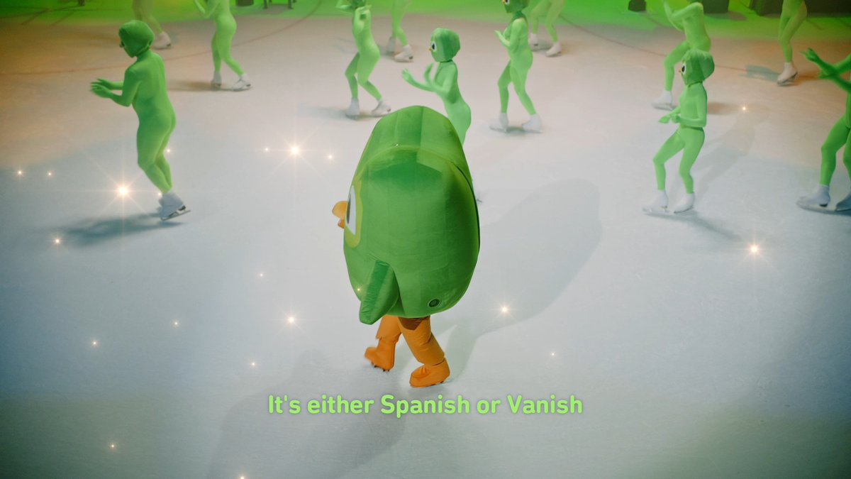 Sing along to ✨SPANISH OR VANISH✨ from DUOLINGO ON ICE! The perfect tune to avoid doing your lesson to. Buy your tickets now at #DuolingoOnIce