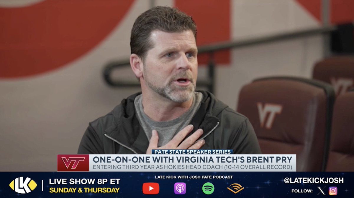 "This place was Clemson before Clemson." 🗣️ Virginia Tech Football head coach Brent Pry discussed what he tells recruits about the history and potential of Virginia Tech football w/ Jake 📹