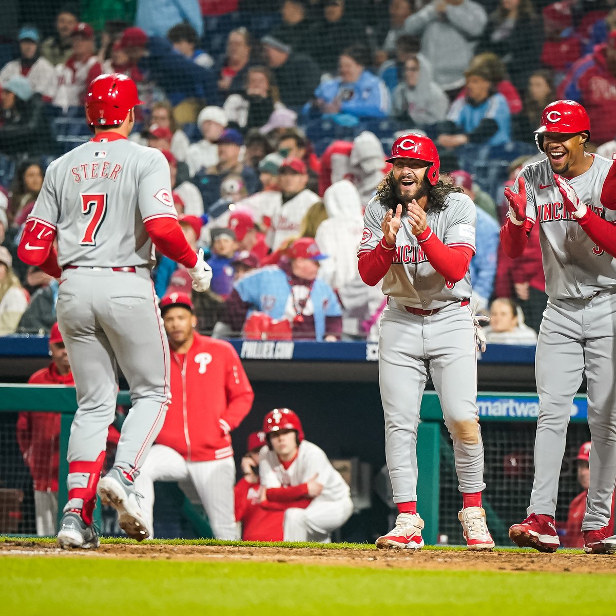 They're actually screaming 'woo' for Spencer's first career grand slam.