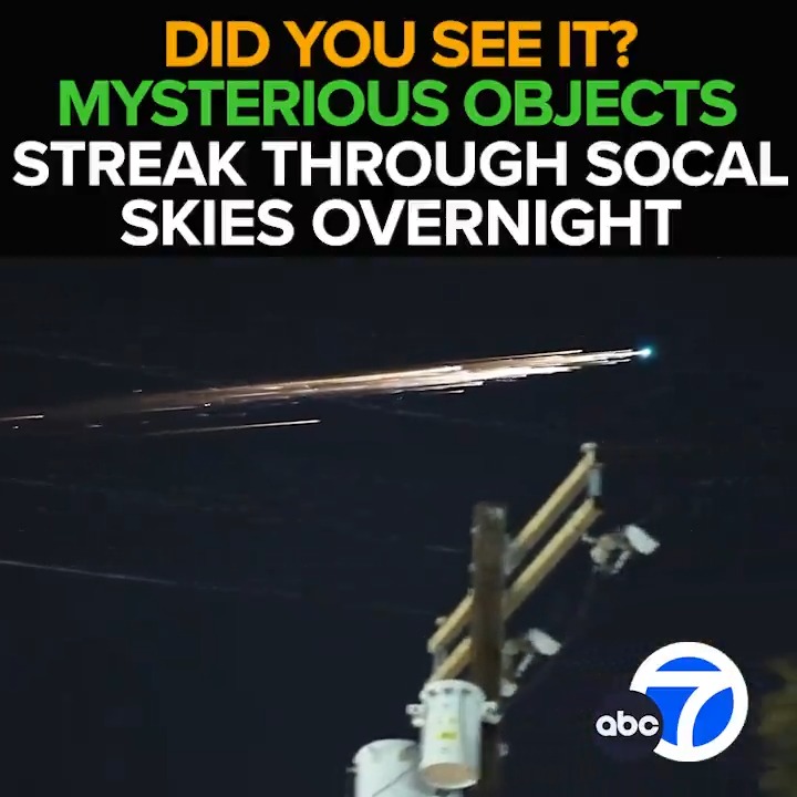Was it a meteor, space junk, or something else? Many of you saw a spectacular sight overnight as several burning, streaking objects lit up the sky over SoCal. Eyewitness News is live with eye-opening videos and new clues about the curious cosmic sight. This morning at 6 from ABC7