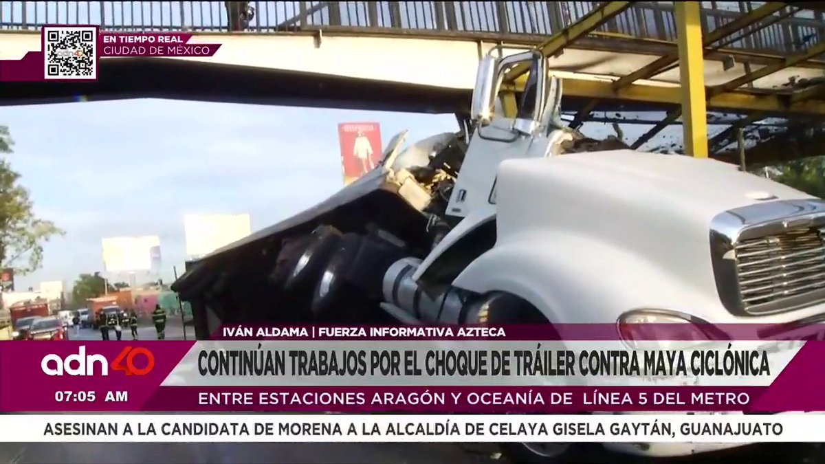 🚇 ¡De nuevo afectaciones en el #MetroCDMX, esta vez en la Línea 5! 🥲 Un tráiler que circulaba en Circuito Interior dañó la malla ciclónica, el servicio es provisional de Politécnico a Consulado; hay unidades de RTP apoyando Nuestro compañero Ivan Aldama con los detalles