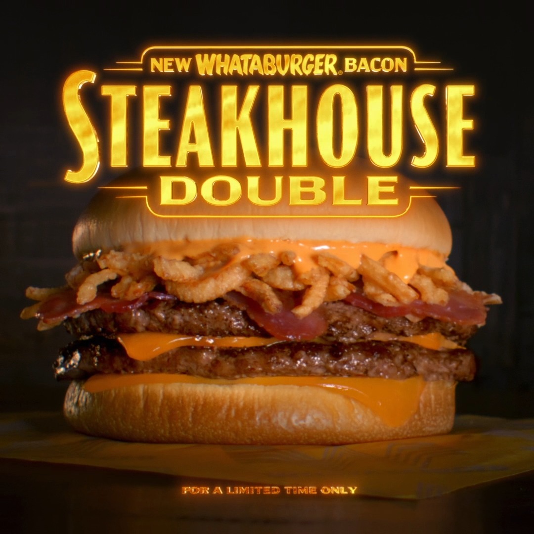 One thing that’s not different: deliciousness. The ALL-NEW Bacon Steakhouse Double combines two fresh, 100% beef patties and two slices of melted aged cheddar topped with smoky bacon, crispy fried onions, and tangy steak sauce, all on a toasted bun 🥩 🧀 🥓