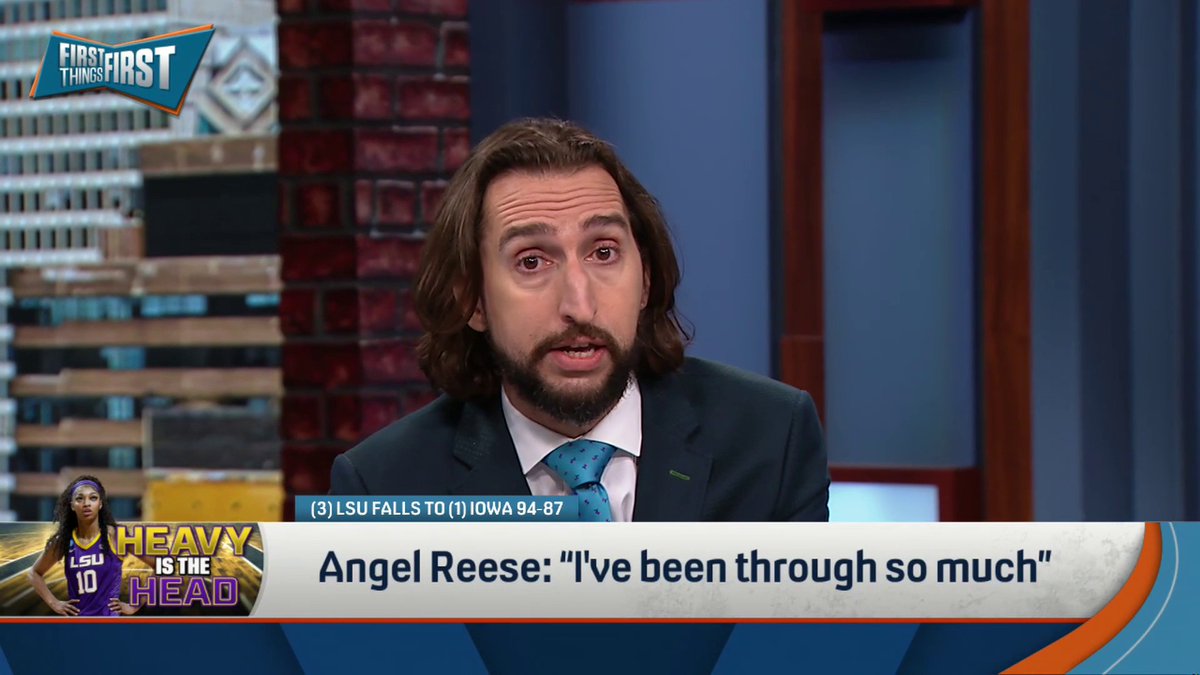 .nick wright reacts to Angel Reese saying 'I've been through so much'