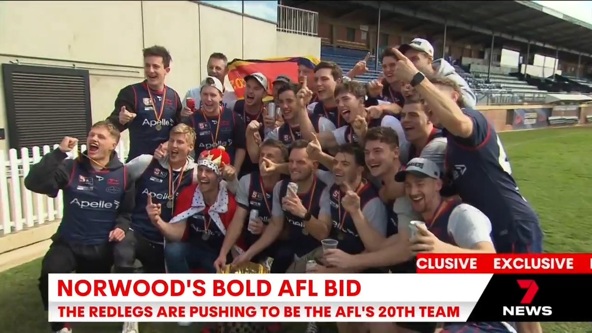 EXCLUSIVE: As Adelaide takes centre stage for Gather Round, 7NEWS can reveal one of the state's oldest and most successful clubs is preparing an audacious bid to join the AFL. SANFL powerhouse Norwood wants to be the AFL’s 20th team. Josh Money 7AFL #7NEWS