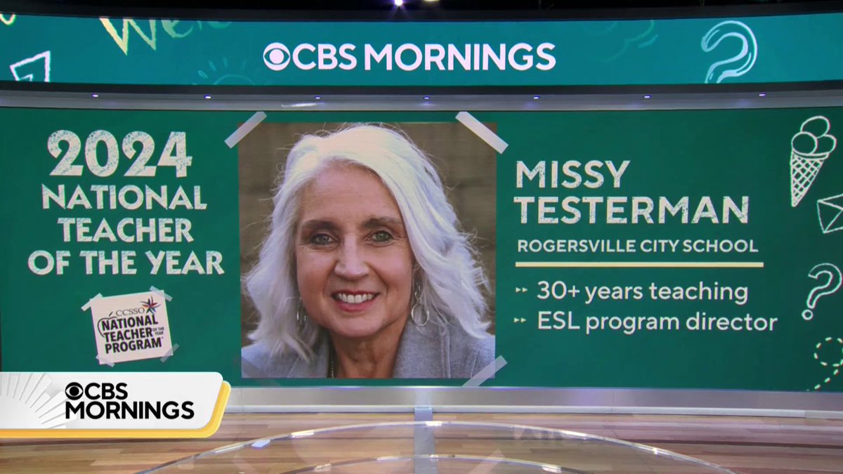 Congratulations to teacher of the year, Missy Testerman, a long-time elementary school teacher in Rogersville, Tennessee. She says she loves getting “to unlock the love of learning in students” — and gets some very special surprises from her former students.