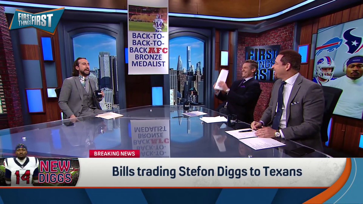 "This is culmination of one the most disappointing, overhyped, underachieving, never-were eras of this generation of pro football. ... Drop the banner!" — nick wright reacts to the Bills trading Stefon Diggs to the Texans: