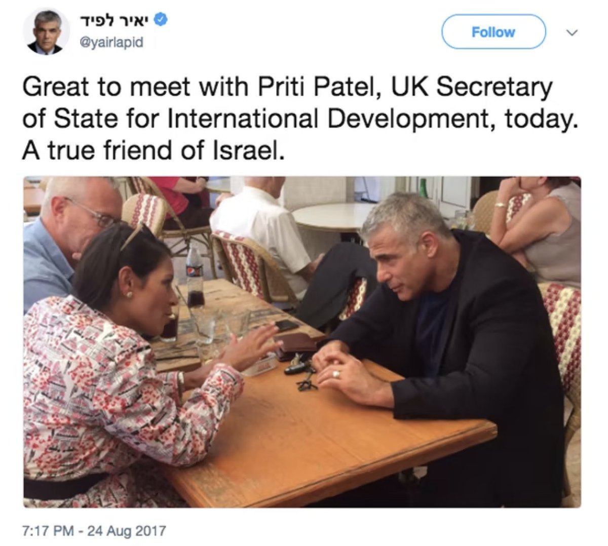 Today, Suella Braverman in a private mission met with senior Israeli military and political figures and called the killing of 3 British army veterans a "terrible mistake." Her predecessor Priti Patel was fired for a secret trip to Israel where she wanted to syphon UK aid money to the Israeli Army. Remind me, which country do these politicians work for?
