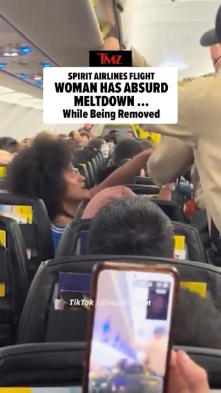 A woman had a meltdown on a #SpiritAirlines flight ... and while cops tried to remove her from the plane, she tried invoking #GeorgeFloyd's name. (🎥: TikTok/realkingjon)