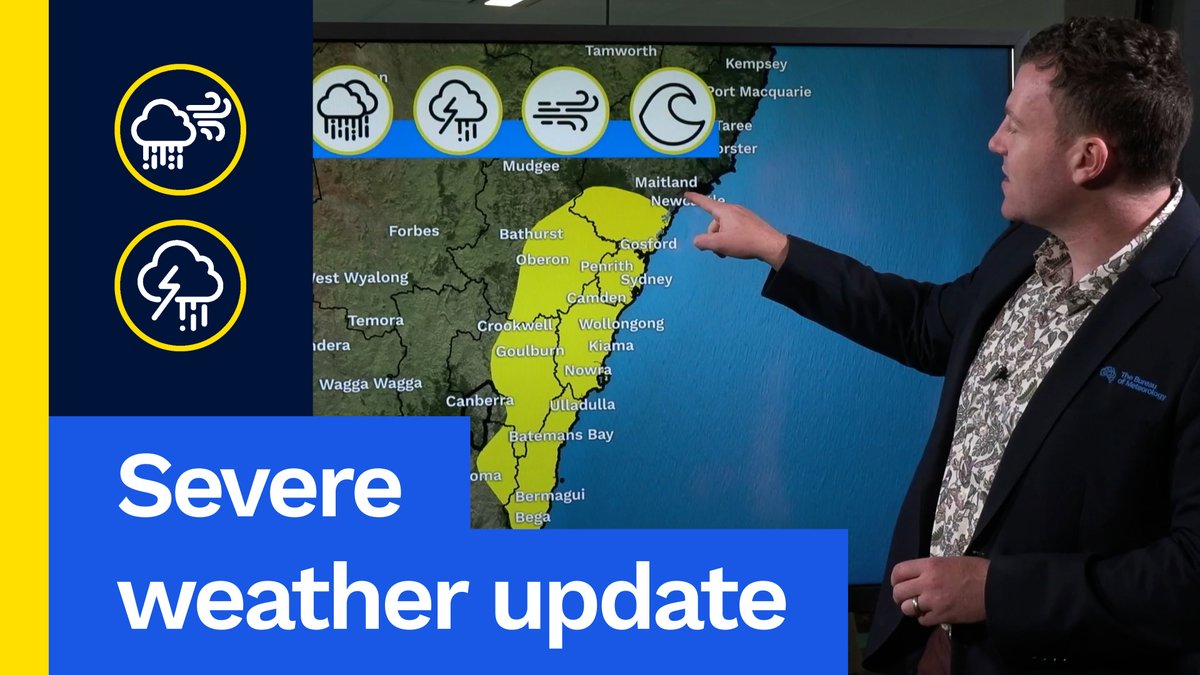 Severe Weather Update for #NSW, southern #Qld and eastern #Victoria, where heavy rain is forecast. #Flood Watches are also in place. Video current: 11:30am AEDT 4 April 2024. Latest forecasts and warnings: or the BOM Weather app.