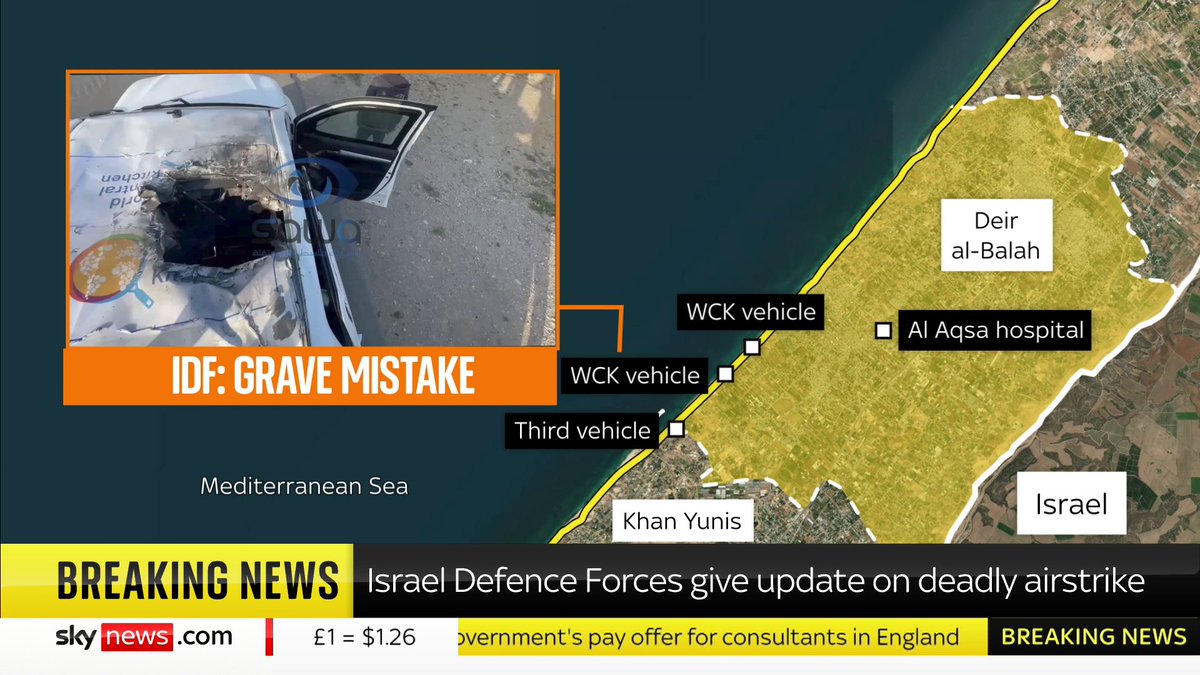 BREAKING: The IDF has released findings after an investigation into strikes on an aid convoy that killed seven workers, including three Britons. They said that the first strike was a case of mistaken identity, and the second and third were "grave" mistakes. 📺 Sky 501