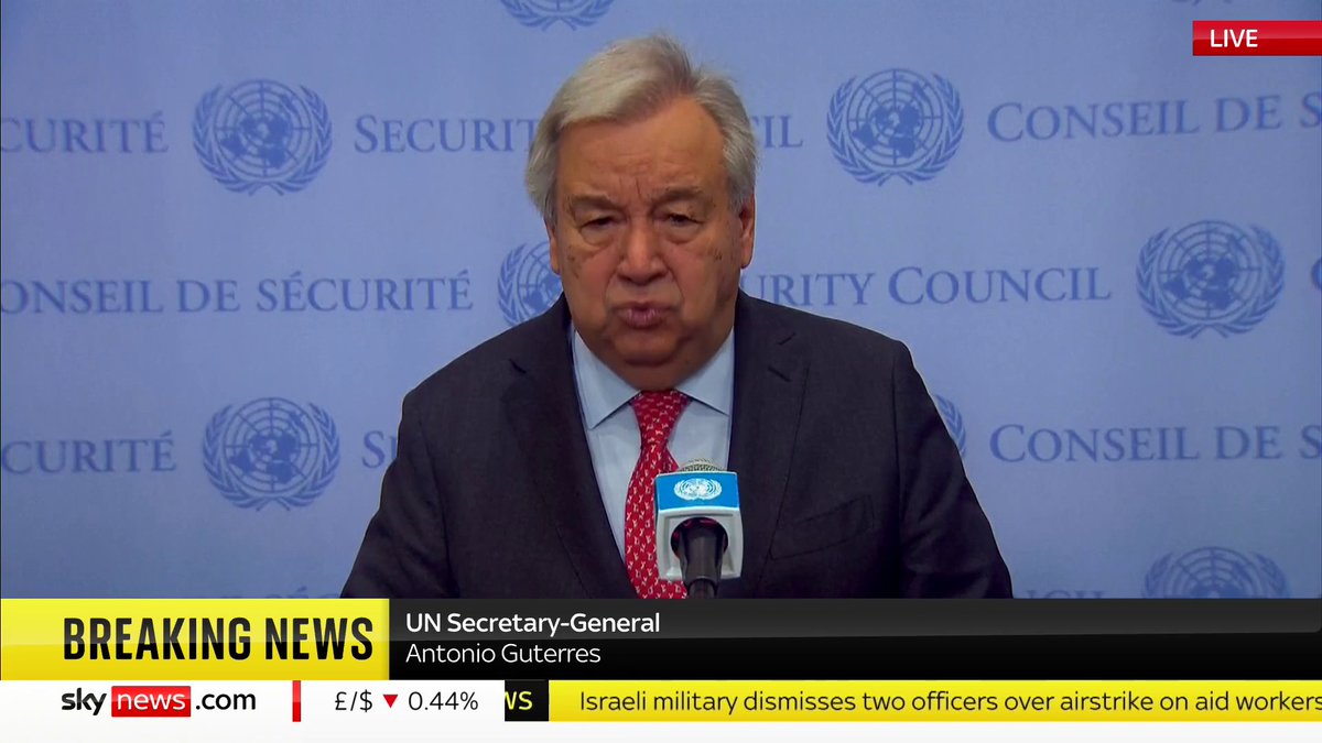 UN Secretary-General Antonio Guterres: 'Children in Gaza are dying through a lack of food and water, this is incomprehensible and entirely avoidable. Nothing can justify the collective punishment of the Palestinian people' Latest: 📺 Sky 501, Virgin 602
