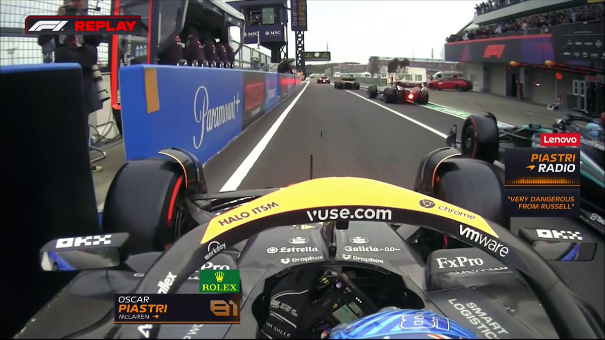 "That wasn't very British of George Russell" 🇬🇧 Russell pushes in front of Piastri in the pits, and the incident will be investigated after the session...