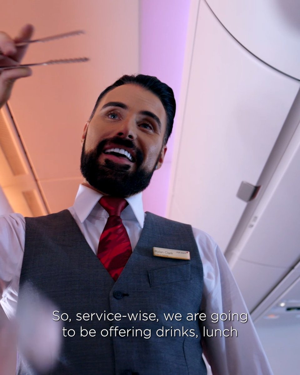 Now you’re flying… with a fan favourite. You may have seen that the vivacious @rylan join our crew. Servicing our economy cabin, Rylan brought his signature flair while dishing out Virgin Atlantic favourites like the mile high tea, organic ice lollies, and kids packs.