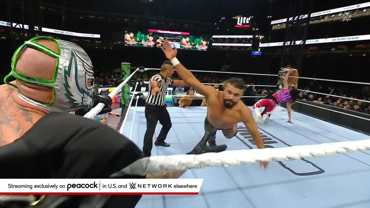 A very special #WrestleMania moonsault! 😏