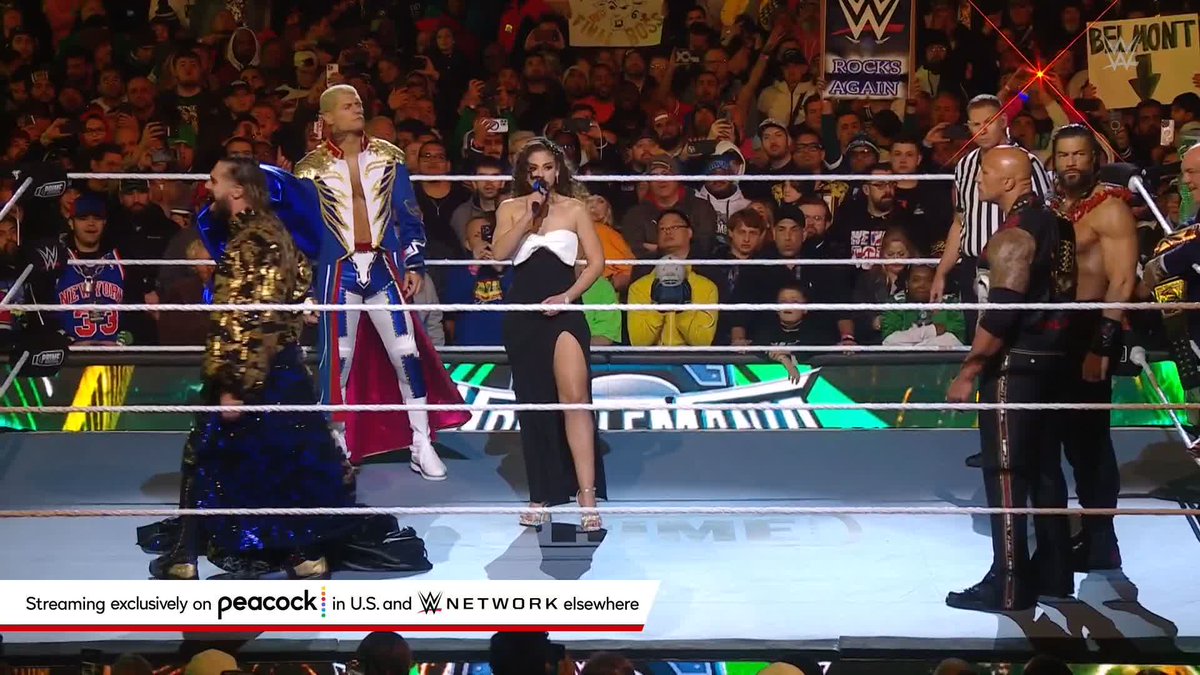 What an introduction for Dwayne Johnson & Roman Reigns by Samantha Johnson-Mann at #WrestleMania XL!