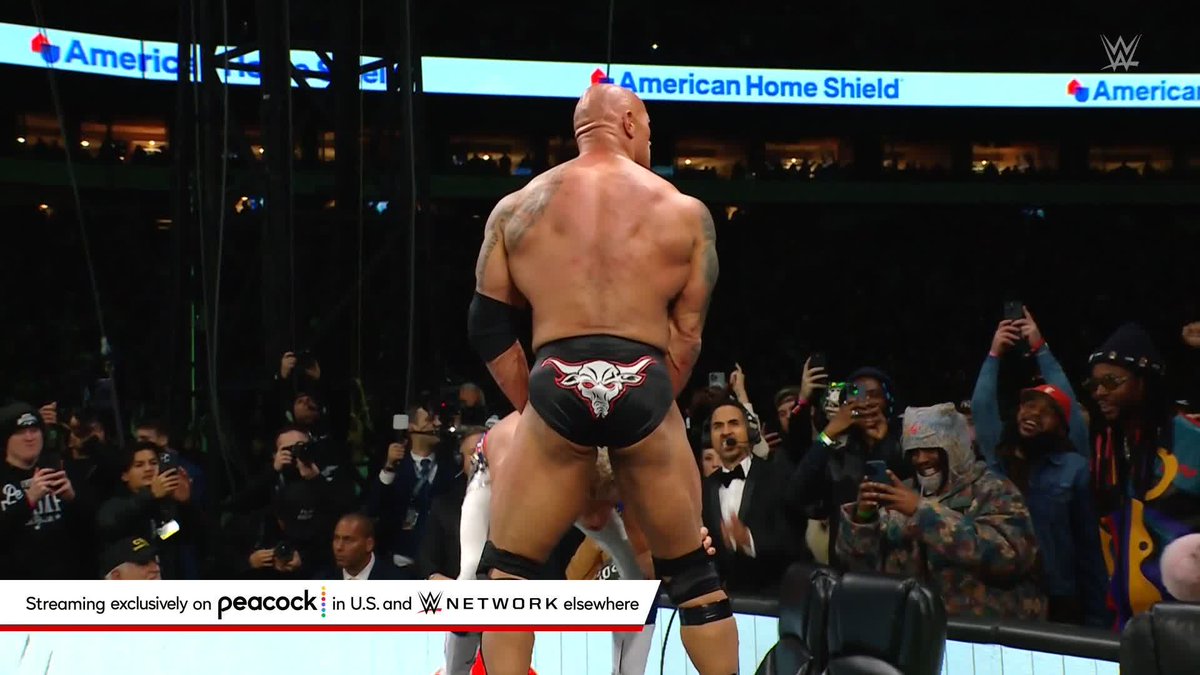 THROUGH THE ANNOUNCE TABLE. THROUGH THE BARRICADE. #WrestleMania
