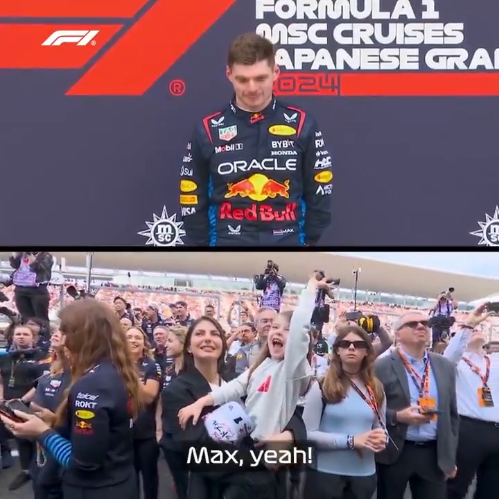 A special supporter for Max at the podium 🥹👋 #F1 #JapaneseGP