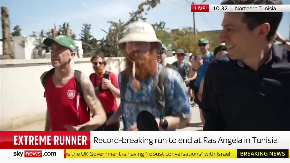 "I'm just trying to make sure we're going the right way. Does anyone know?" says Russ Cook Sky's Rob Harris is live in Tunisia trying to keep up with Russ Cook as he attempts to complete the final leg of his "historic" run of the length of Africa
