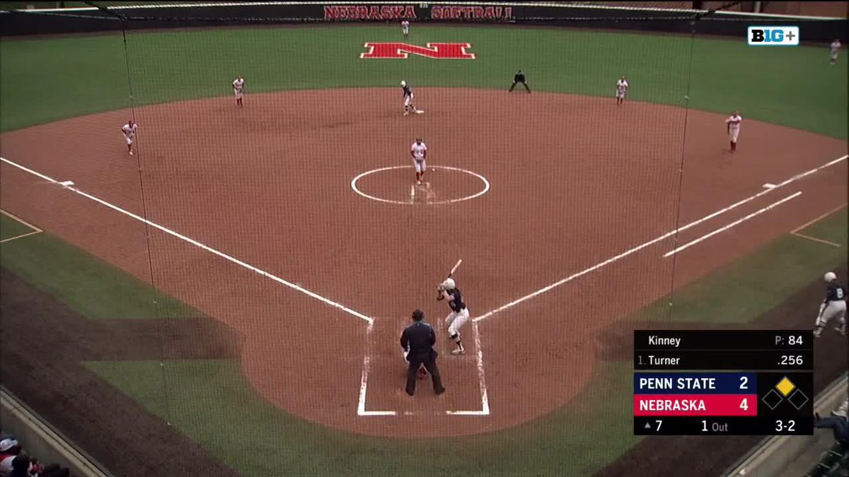 BRIDGET NEMETH JUST HIT A HOME RUN TO TIE THE GAME. BRIDGET NEMETH. THE PITCHER. T7 | 1 OUT | PSU 4, NEB 4 #WeAre