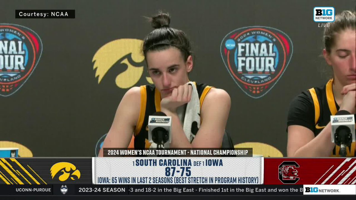 "Yeah, I'm sad we lost this game. But I'm also so proud of myself. I'm so proud of my teammates. I'm so proud of this program." Caitlin Clark reflects on Iowa Women's Basketball's second straight NCAA title game run. #WFinalFour