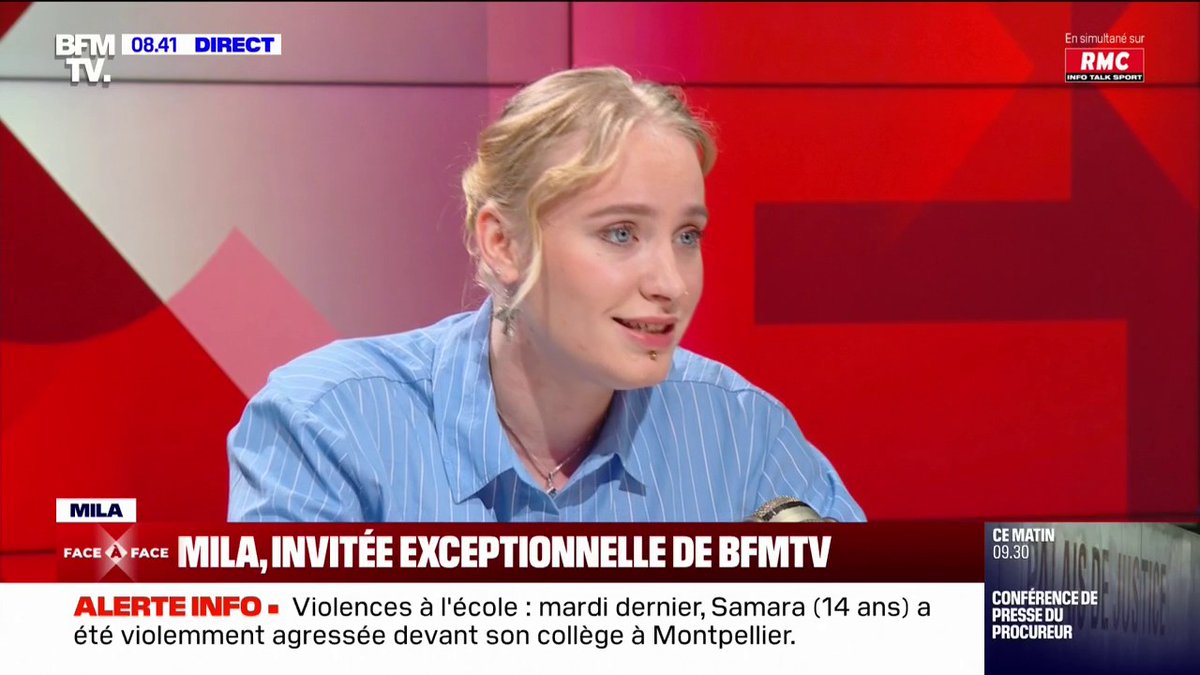 🇫🇷🎙️« C’est un briefing qu’on m’a fait. On m’a demandé de regarder Yann #Barthès droit dans les yeux et de lui dire : "Je m'excuse pour les personnes que j’ai offensées". Je ne suis pas désolée. Je n'ai jamais été désolée », a déclaré #Mila.