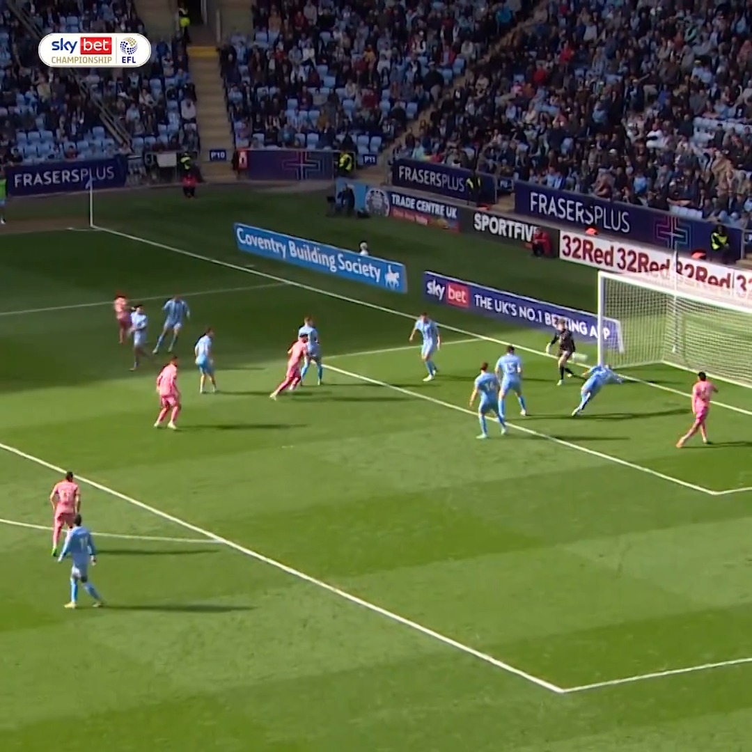 Is this the best block ever?! 💪 Coventry City defender Jake Bidwell denied Leeds a certain goal at the weekend with an incredible goal-line clearance 🤯 #EFL #PUSB