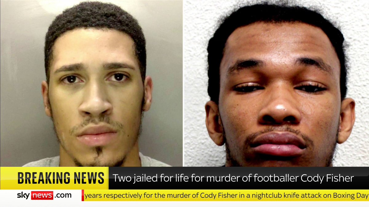 BREAKING: Two men have been jailed for life after murdering semi-professional footballer Cody Fisher on a nightclub dancefloor in Birmingham. Read more here: 📺 Sky 501, Virgin 602, Freeview 233 and YouTube