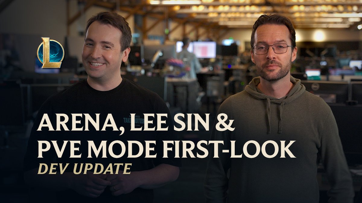 .@RiotBrightmoon, Andrei van Roon, Eduardo Cortejoso (Riot Cadmus), and ChooChooTrain are back with updates on: ⚔️Arena 👾A bullet heaven survivor PvE mode 🌟Updated champ mastery 😎Lee Sin's ASU 💪Ranked rewards