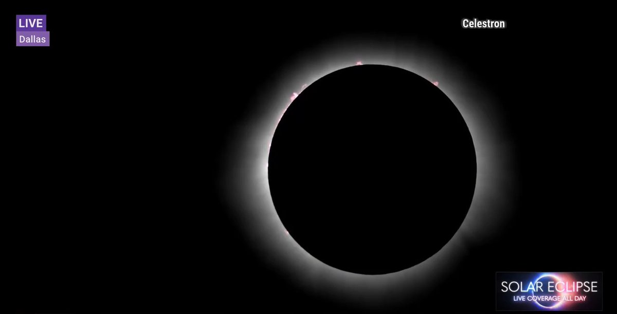 Totality has arrived in Dallas, Texas! Experience this celestial moment with @TWCAlexWilson. #Eclipse2024