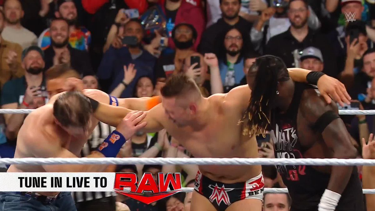 SURPRISE! John Cena arrives as the tag team partner of The Awesome Truth on #RawAfterMania!