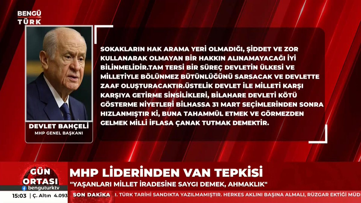 Van’da hukuki bir meseleyi çarpıtıp sokakları savaş alanına çevirenler esasen demokrasi celladı, devlet ve millet muarızıdır.
