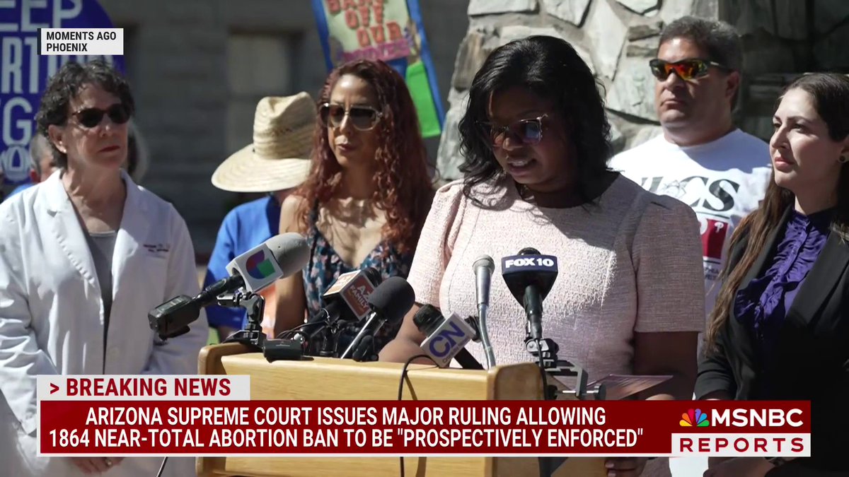 BREAKING: Arizona Supreme Court rules a 160-year-old near-total abortion ban still on the books in the state is enforceable.