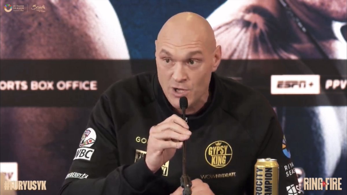 ‼️ Tyson Fury with a passionate speech at his press conference today as he explains why he will beat Oleksandr Usyk on May 18th: “Please don't say Usyk's s*** after I beat him, because he's not.” [🎥 Queensberry Promotions]