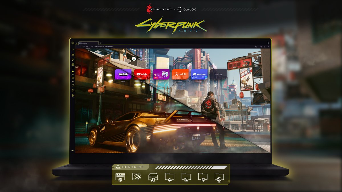 Deck out your Opera GX browser with the Official Cyberpunk 2077 Mod! It’s free to all users and allows you to customize your experience however you like! Check out Opera GX and Cyberpunk 2077 Mod now👉