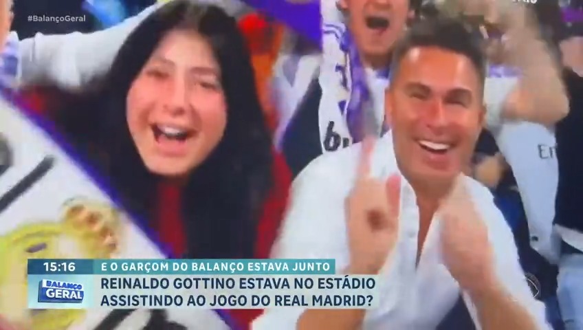 Ao vivo no #BalançoGeral: Gottino e Garçom do Balanço são vistos em torcida do Real Madrid. Veja na #AHoraDaVenenosa 🐍🤗 ➡️ Assista no Michelly Kimberlly: