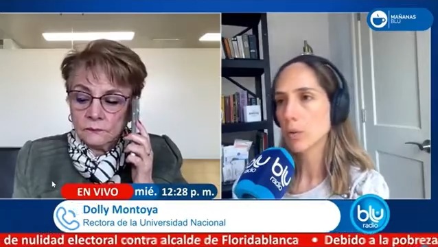 Desesperada la saliente rectora de la Universidad Nacional de Colombia, Dolly Montoya, dice que se han sentido muy solos y que el gobierno no los ha acompañado en la situación actual de la seguridad de la universidad. #MañanasBlu10am👇🏼