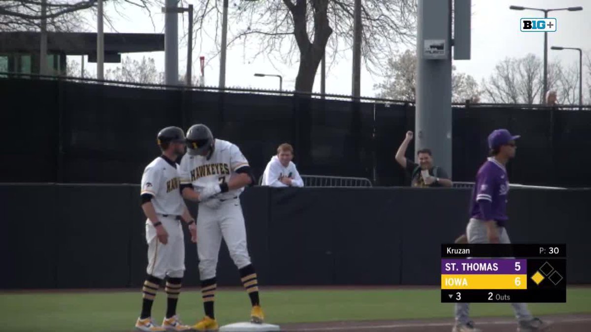 There goes that man! 🏃💨 RBI triple for Connor Hennings 💥 #Hawkeyes