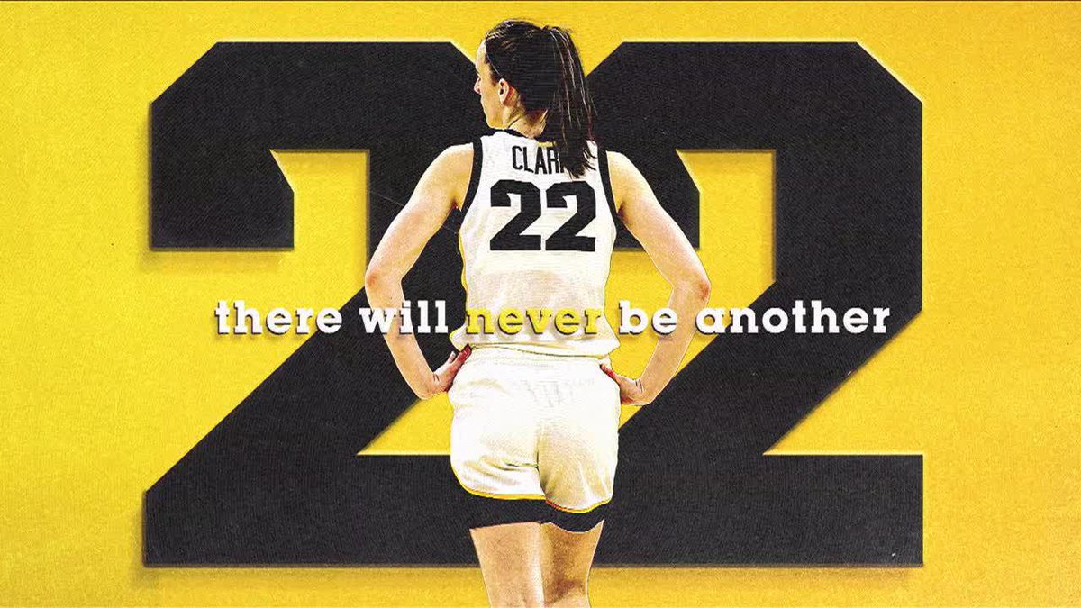 There will never be another #22 at Iowa. 🥹 The Hawkeyes will hang Caitlin Clark's jersey in CHA. Watch on B1G+
