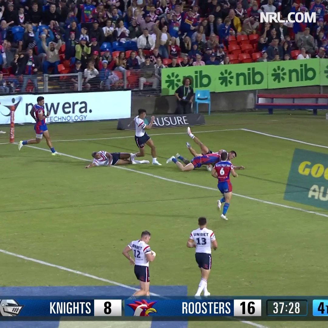 Pearce-Paul on a rampage! 😤 #NRLKnightsRoosters