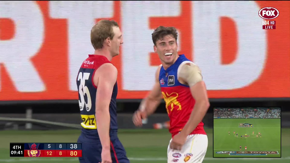 Brisbane's Noah Answerth appeared to be mocking Melbourne's Harry Petty following the infamous sledge drama. 📺 Watch #AFLDeesLions LIVE on ch. 504 or stream on Kayo: ✍️ BLOG 🔢 MATCH CENTRE