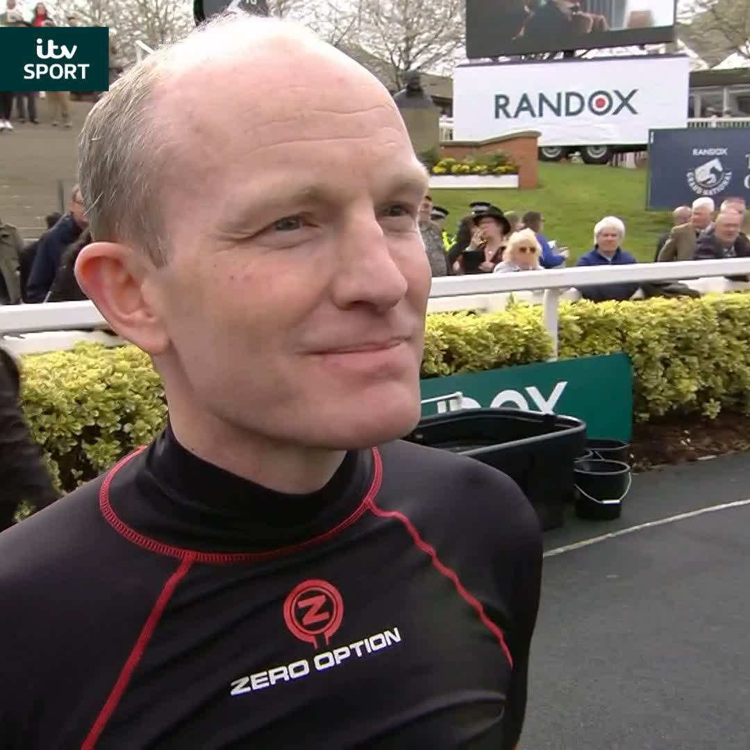 ๐ This is the most refreshing interview you'll see all day! ๐ Get the sound on to hear from owner-rider, David Maxwell, who's in with a shot of winning #GrandNational