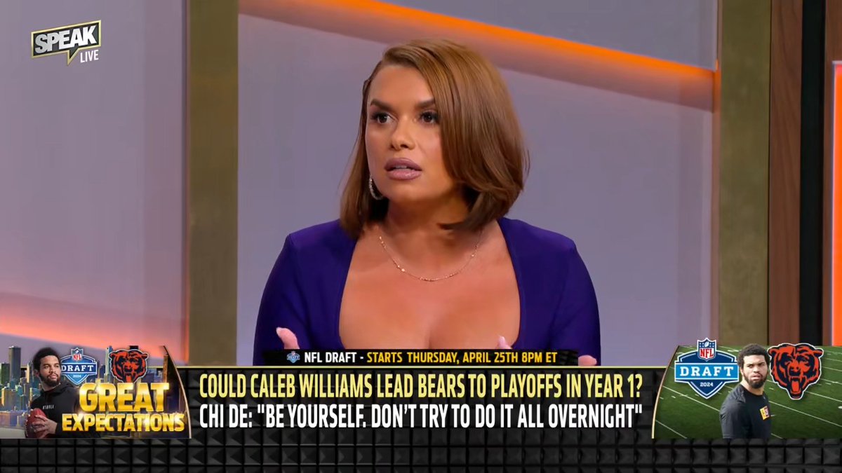 .Joy Taylor: We should not expect Caleb Williams to lead the Bears to the playoffs in his rookie season. "He's going to a team that has no culture, has no history of winning as of late, whose coach we don't know is a good head coach, etc."