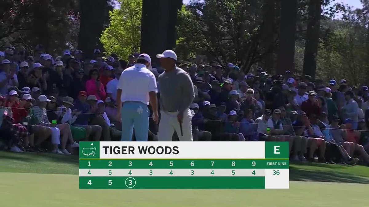 Birdie secured. Tiger Woods is back to even par at #theMasters