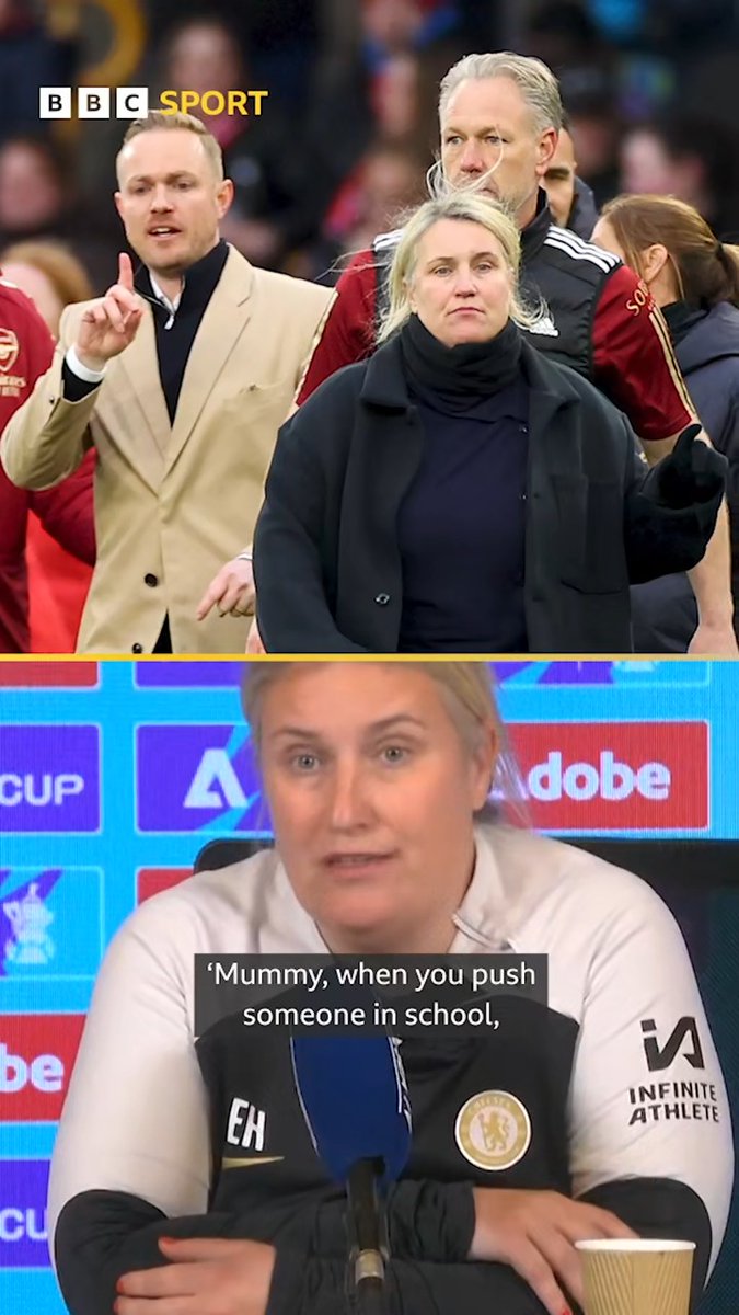 Chelsea manager Emma Hayes has spoken for the first time since the Conti Cup incident with Arsenal boss Jonas Eidevall 👀 #BBCFootball #WSL #cfc